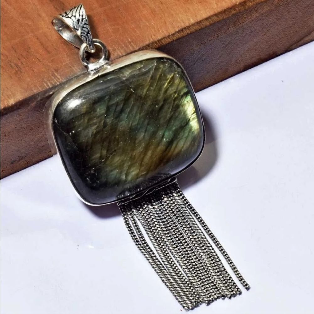 Labradorite Ethnic Handmade Pendant Jewelry 3"